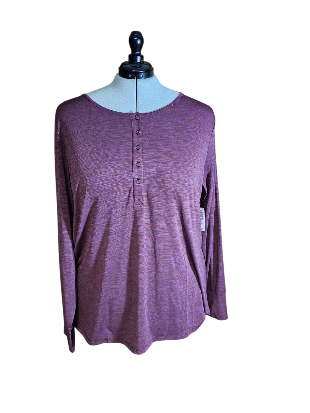 torrid Plum Long Sleeve Henley Top with Button Placket